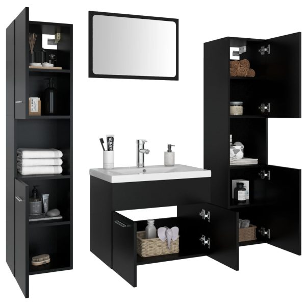 Set Mobili Da Bagno Nero In Truciolato - Image 3
