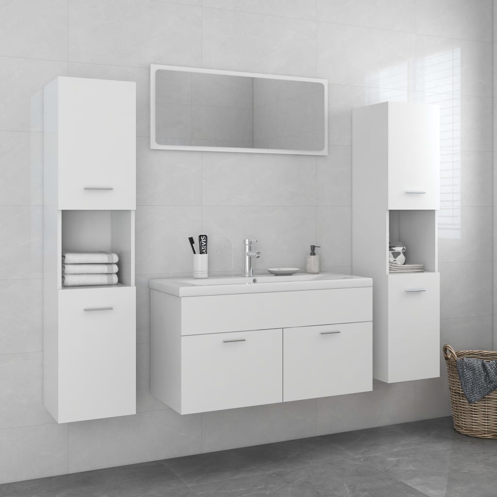 Set Mobili Da Bagno Bianco In Truciolato