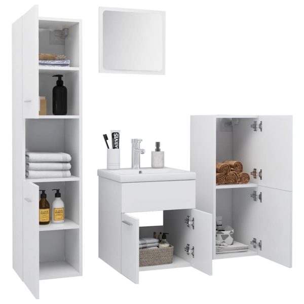 Set Mobili Da Bagno Bianco In Legno Multistrato - Image 3