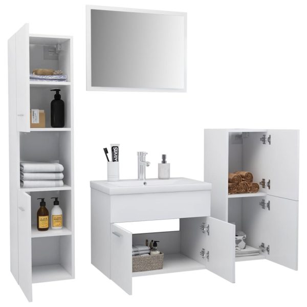 Set Mobili Da Bagno Bianco In Legno Multistrato - Image 3