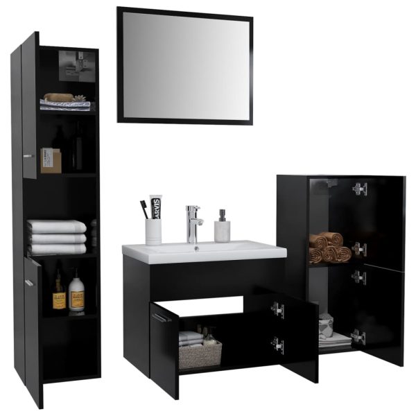 Set Mobili Da Bagno Nero In Legno Multistrato - Image 3