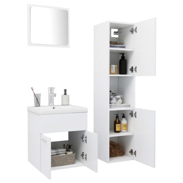 Set Mobili Da Bagno Bianco In Legno Multistrato - Image 3