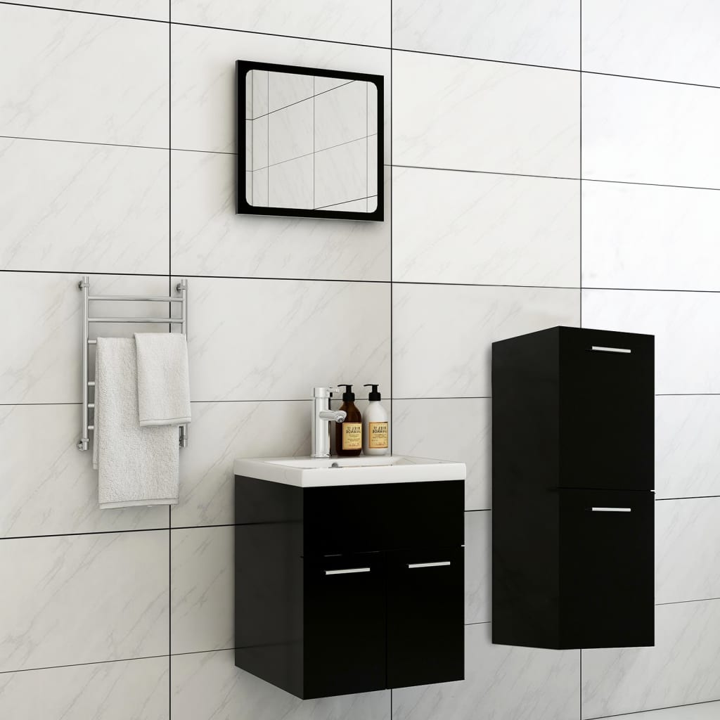 Set Mobili Da Bagno Nero In Legno Multistrato