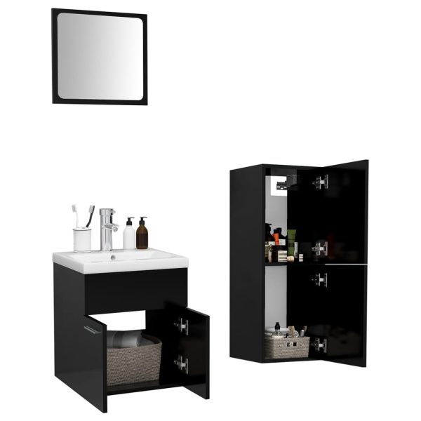 Set Mobili Da Bagno Nero In Legno Multistrato - Image 3