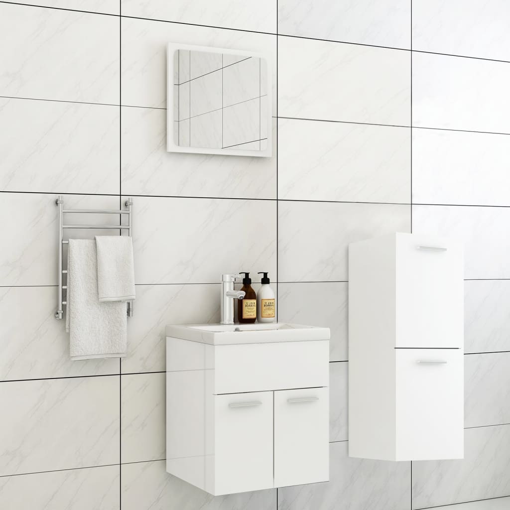 Set Mobili Da Bagno Bianco Lucido In Legno Multistrato
