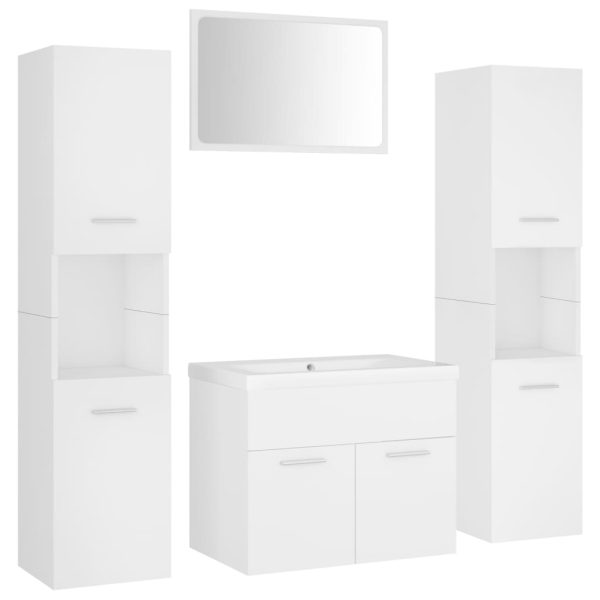 Set Mobili Da Bagno Bianco In Legno Multistrato - Image 2