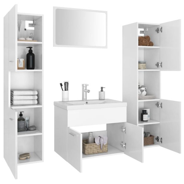 Set Mobili Da Bagno Bianco In Legno Multistrato - Image 3