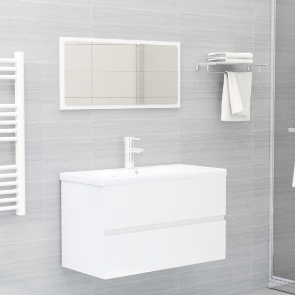 Mobile Con Lavabo Integrato Bianco Lucido In Legno Multistrato - Image 3