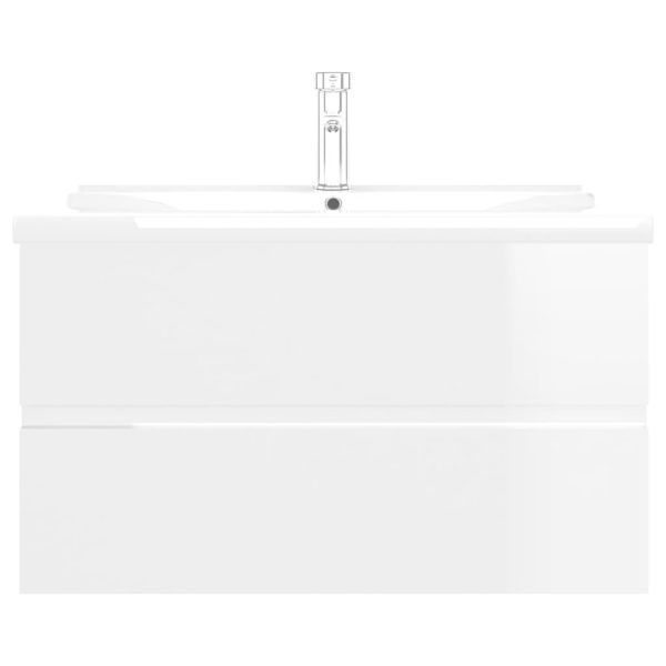 Mobile Con Lavabo Integrato Bianco Lucido In Legno Multistrato - Image 4