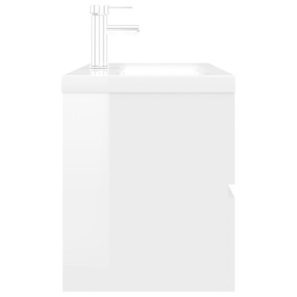 Mobile Con Lavabo Integrato Bianco Lucido In Legno Multistrato - Image 5