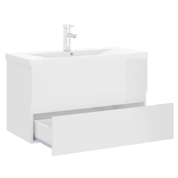 Mobile Con Lavabo Integrato Bianco Lucido In Legno Multistrato - Image 6