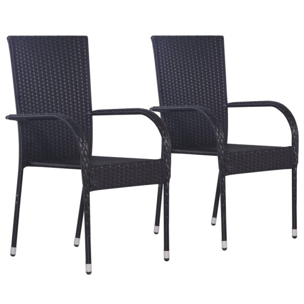 Set Mobili Da Pranzo Per Giardino 3 Pz Nero - Image 3