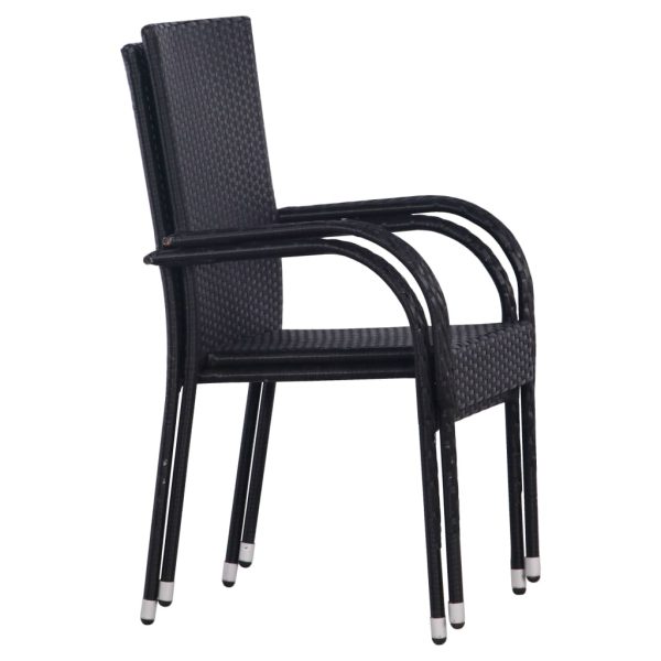 Set Mobili Da Pranzo Per Giardino 3 Pz Nero - Image 4