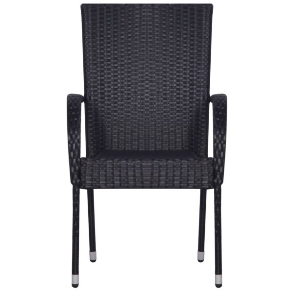 Set Mobili Da Pranzo Per Giardino 3 Pz Nero - Image 5