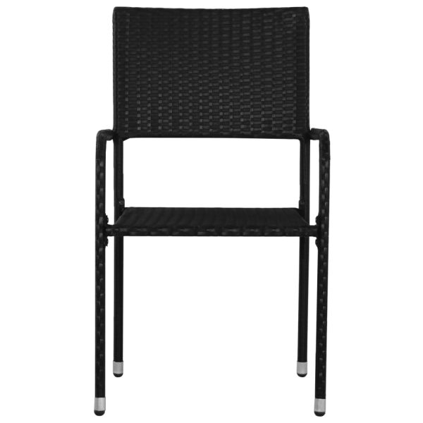Set Mobili Da Pranzo Per Giardino 3 Pz Polyrattan Nero - Image 4