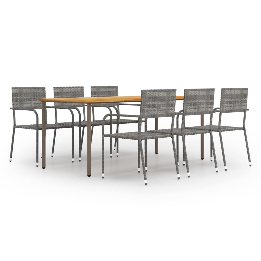 Set Mobili Da Pranzo Da Giardino 7 Pz In Polyrattan Antracite