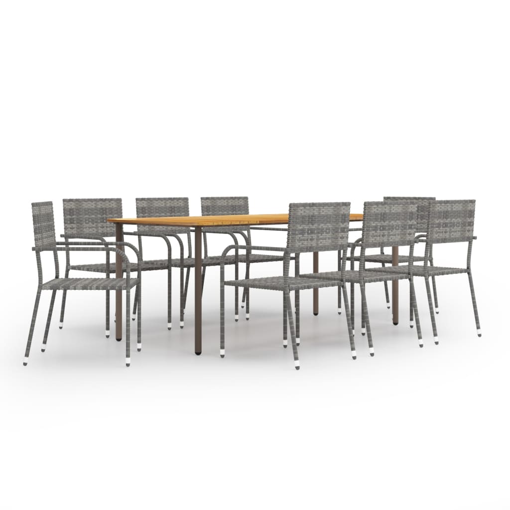 Set Mobili Da Pranzo Da Giardino 9 Pz In Polyrattan Antracite