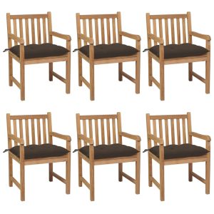 Sedie Da Giardino 6 Pz E Cuscini Grigio Talpa Massello Di Teak