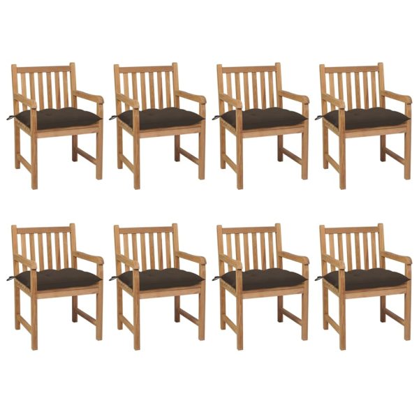 Sedie Da Giardino 8 Pz E Cuscini Grigio Talpa Massello Di Teak