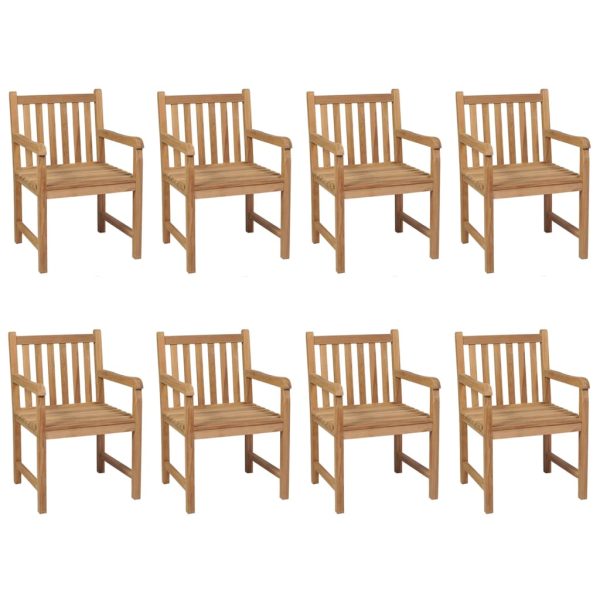 Sedie Da Giardino 8 Pz E Cuscini Grigio Talpa Massello Di Teak - Image 2