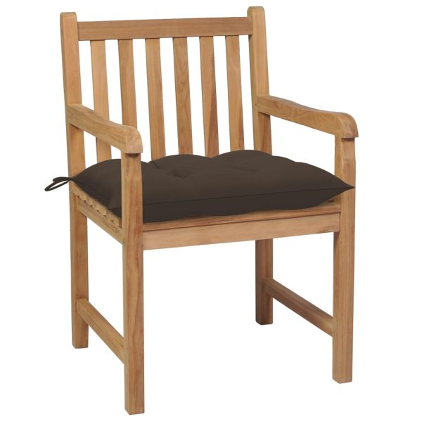 Sedie Da Giardino 8 Pz E Cuscini Grigio Talpa Massello Di Teak - Image 3
