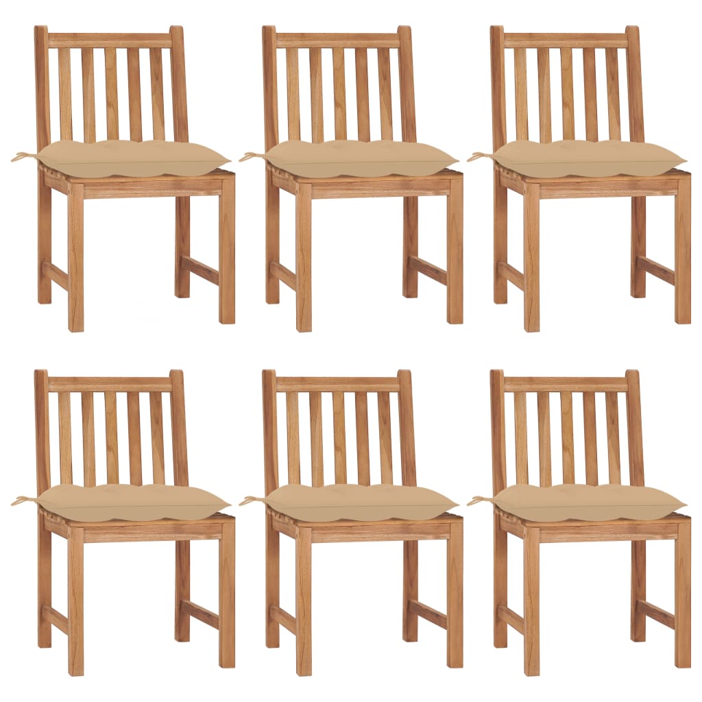 Sedie Da Giardino 6 Pz Con Cuscini In Legno Massello Di Teak