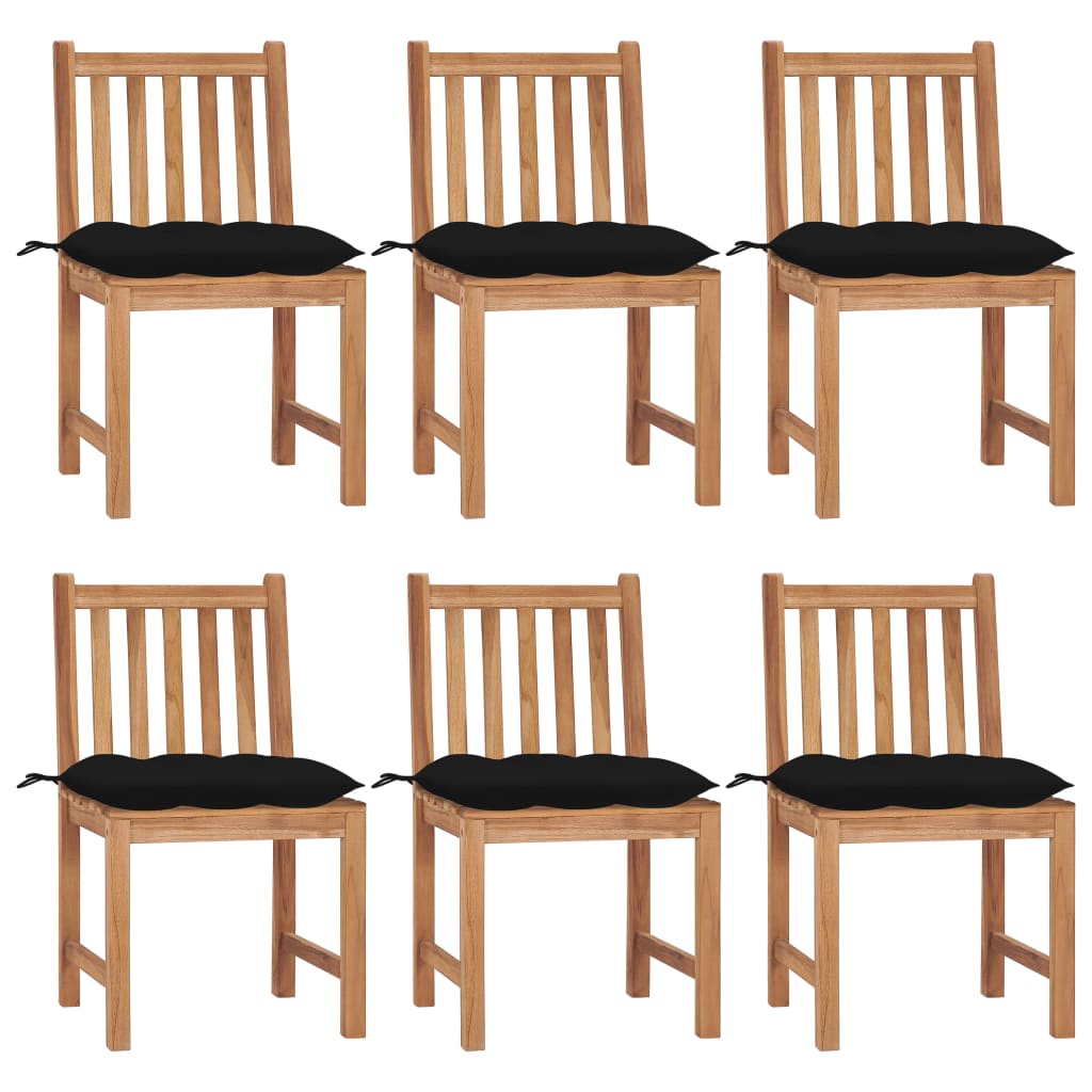 Sedie Da Giardino 6 Pz Con Cuscini In Legno Massello Di Teak