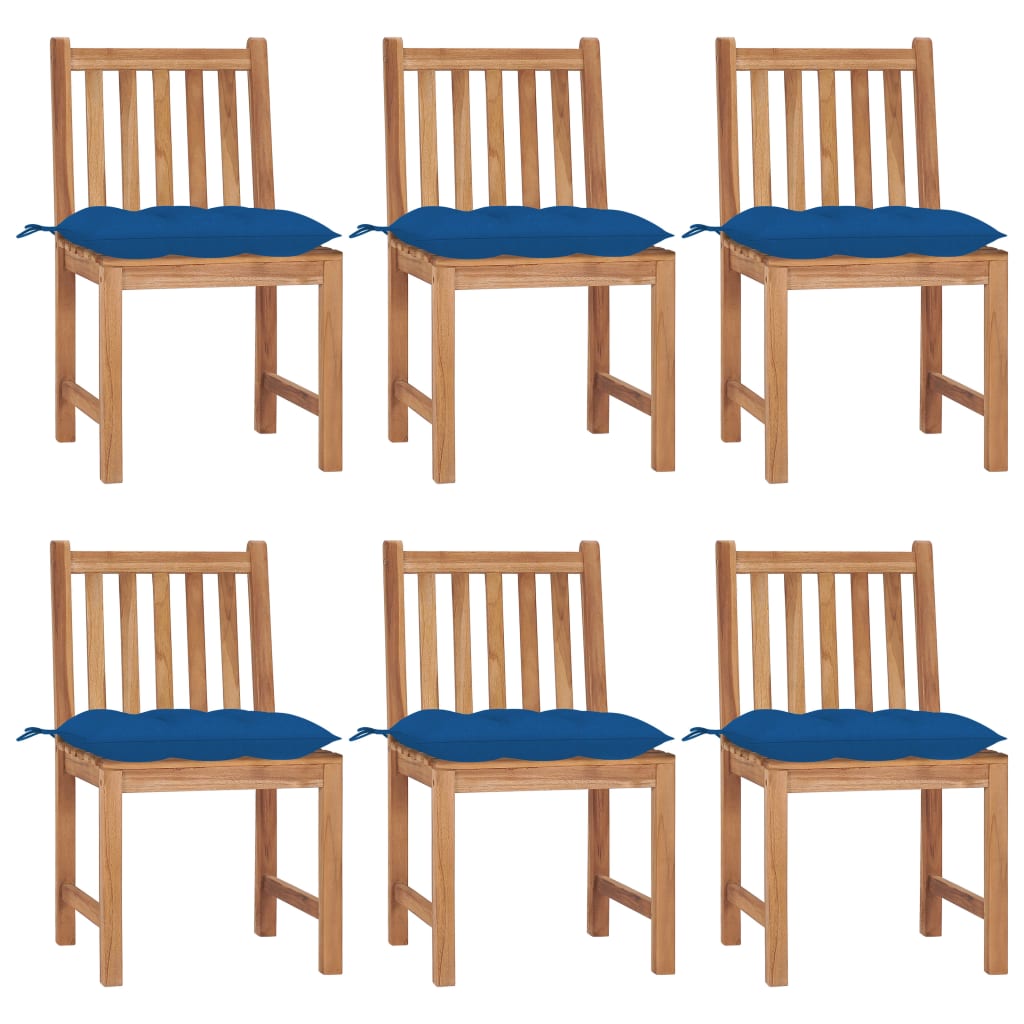 Sedie Da Giardino 6 Pz Con Cuscini In Legno Massello Di Teak