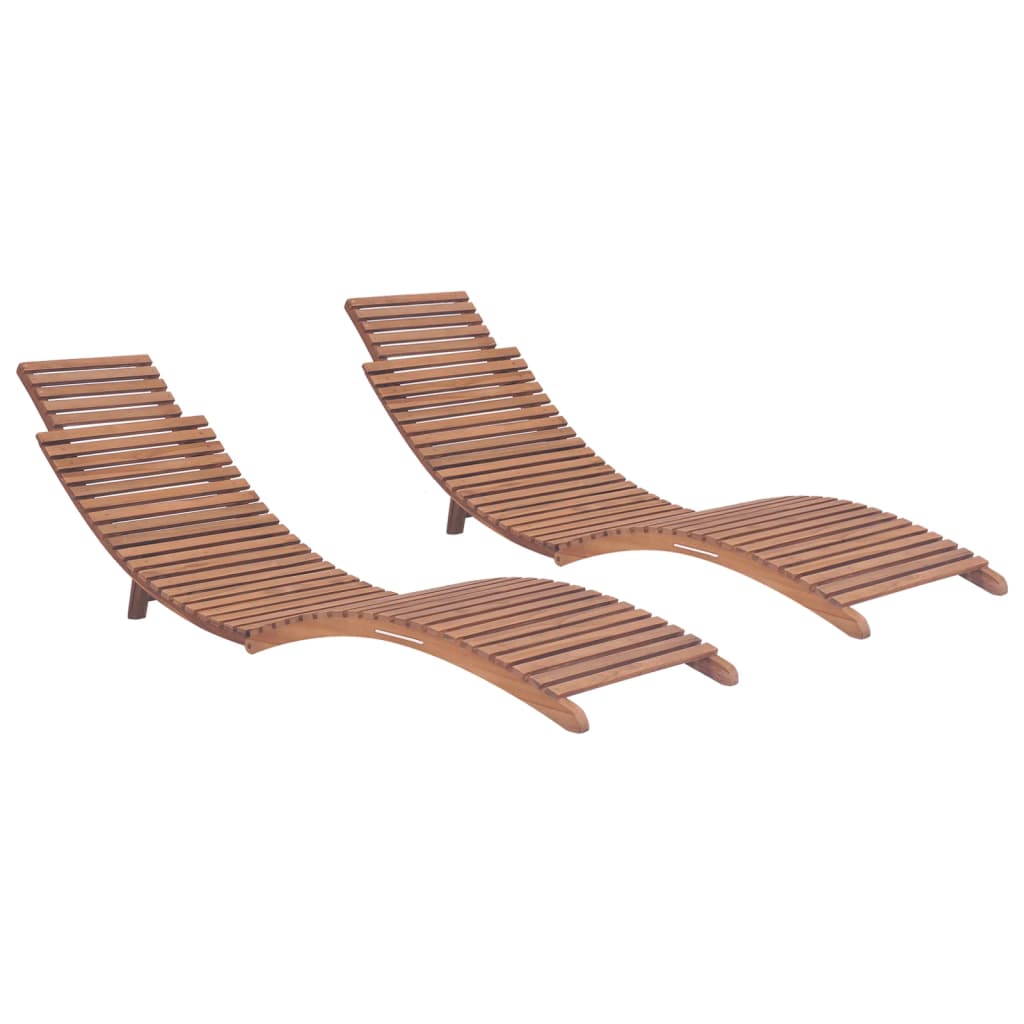Lettini Prendisole Pieghevoli 2pz In Legno Massello Di Teak