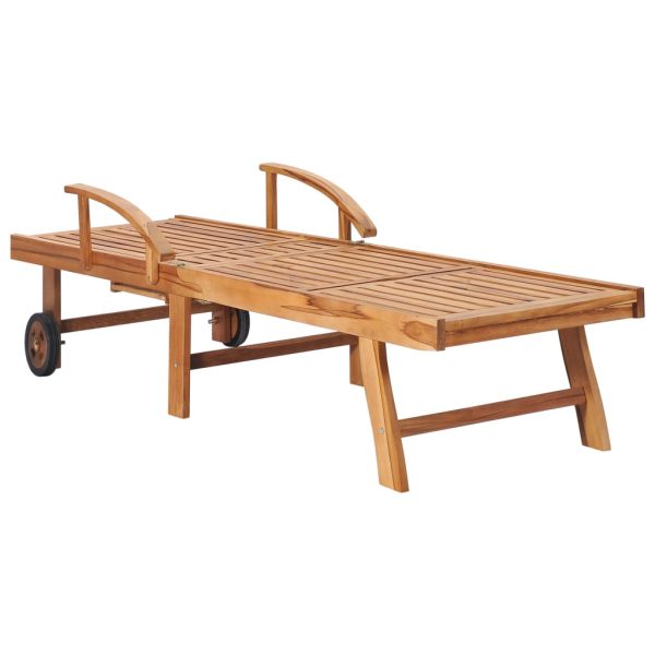 Lettini Prendisole 2 Pz Con Tavolo E Cuscino Massello Di Teak - Image 4