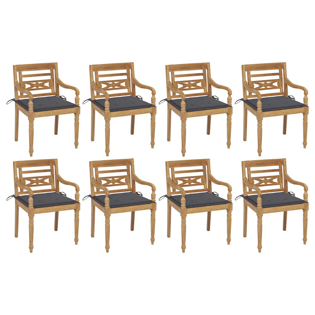 Sedie Batavia Con Cuscini 8 Pz In Legno Massello Di Teak