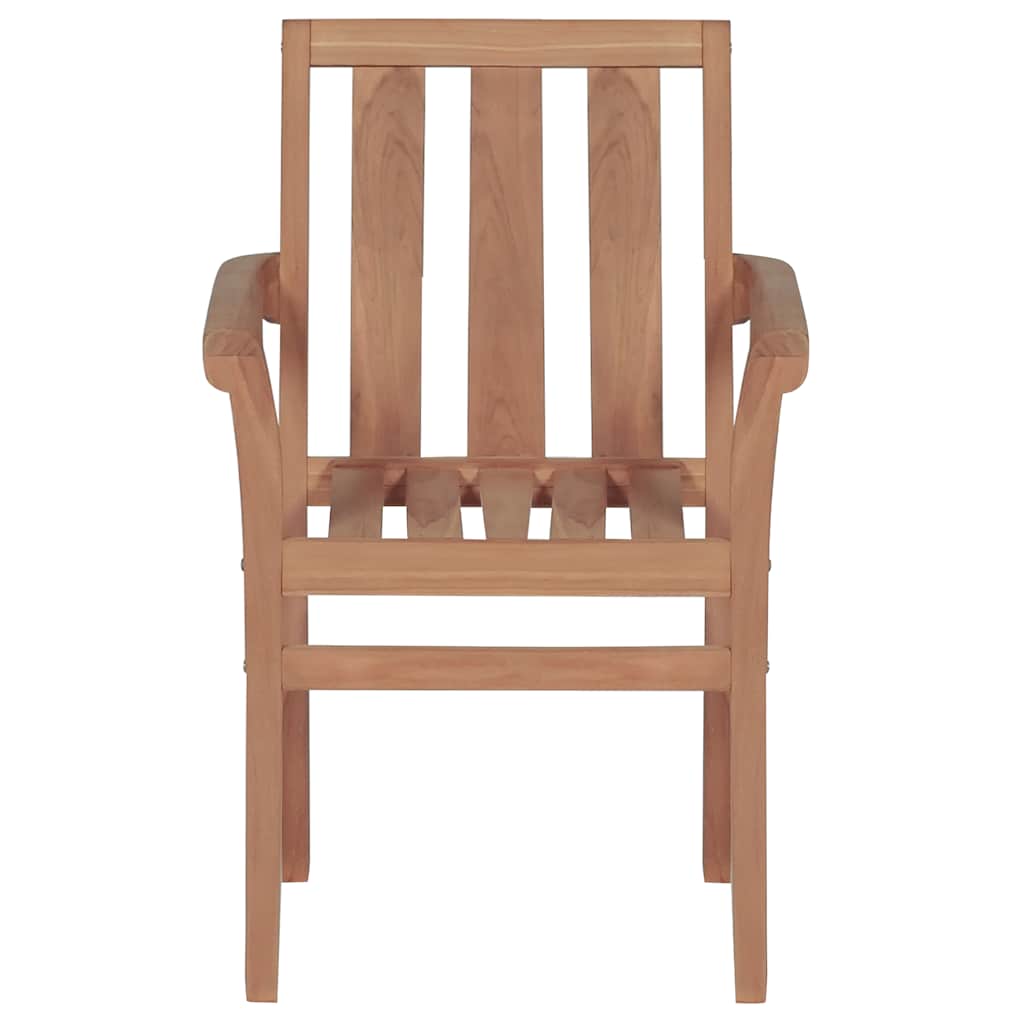 Sedie Da Giardino Impilabili Con Cuscini 4 Pz Massello Di Teak - Image 5