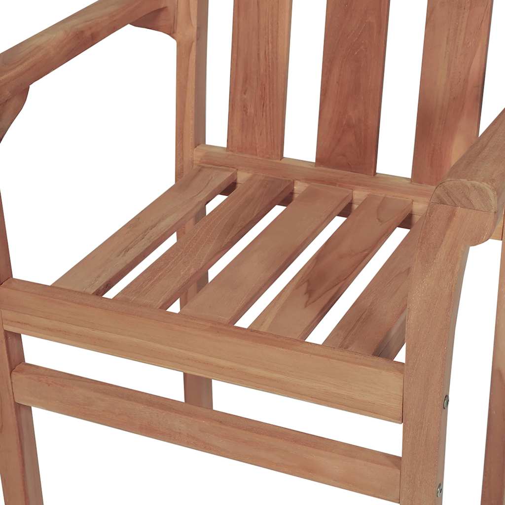 Sedie Da Giardino Impilabili Con Cuscini 4 Pz Massello Di Teak - Image 6