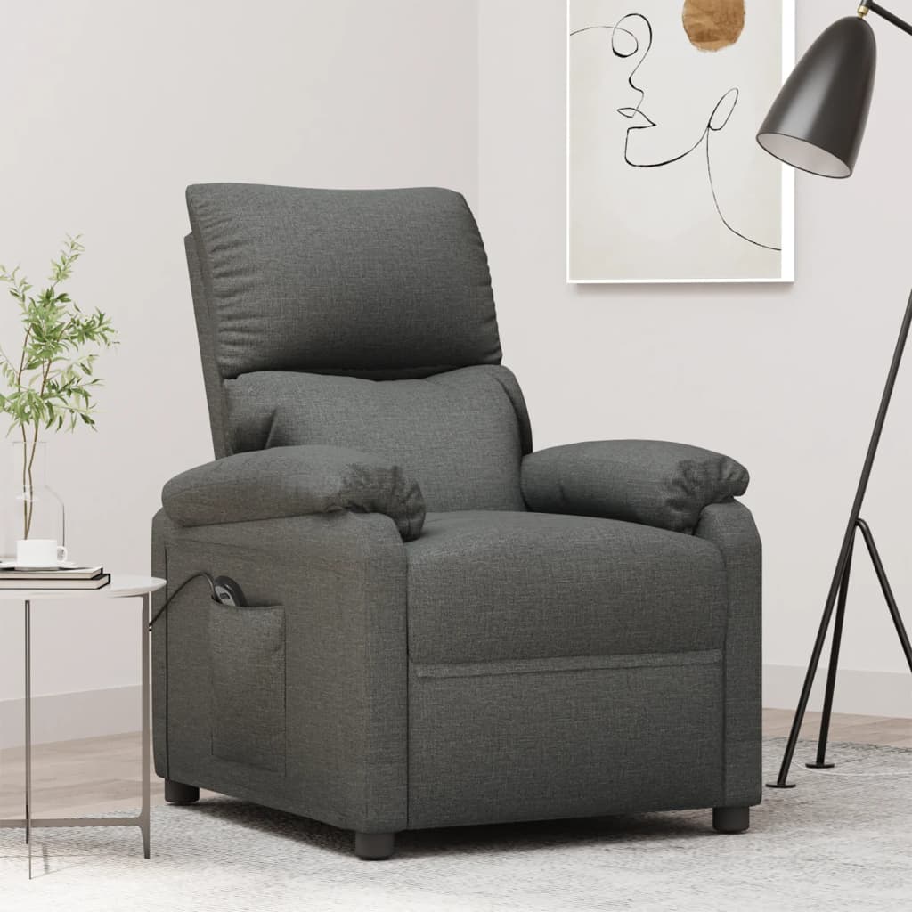 Poltrona Elettrica Reclinabile Grigio Scuro In Tessuto