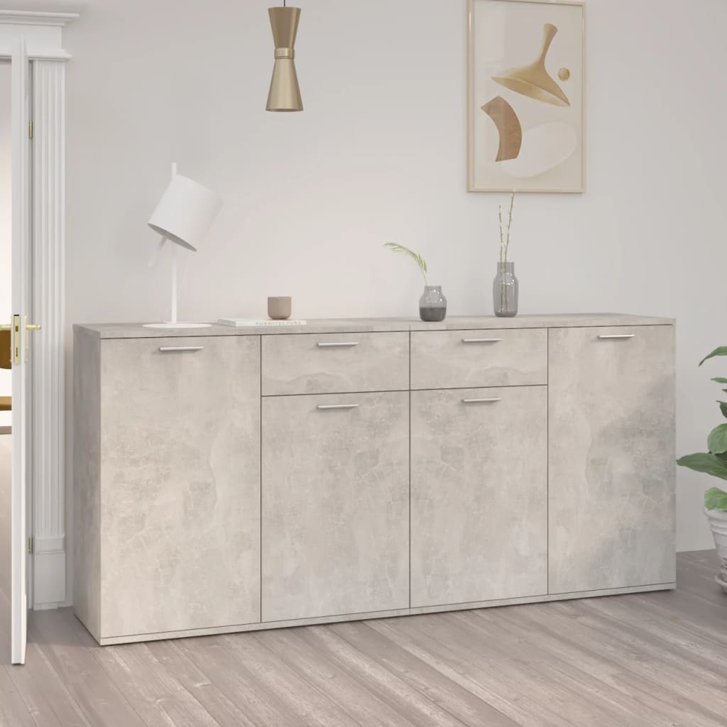 Credenza Grigio Cemento 160x36x75 Cm In Legno Multistrato