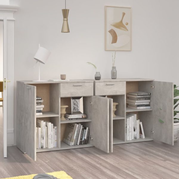 Credenza Grigio Cemento 160x36x75 Cm In Legno Multistrato - Image 3