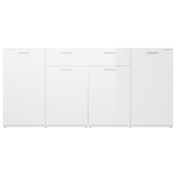 Credenza Bianco Lucido 160x36x75 Cm In Legno Multistrato - Image 6