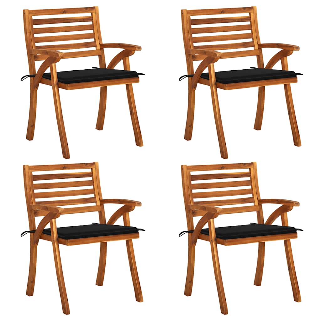 Sedie Da Giardino Con Cuscini 4 Pz In Legno Massello Di Acacia