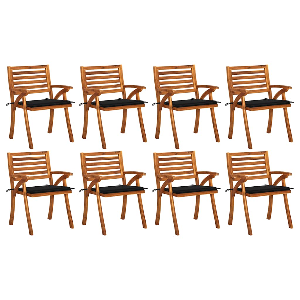 Sedie Da Giardino Con Cuscini 8 Pz In Legno Massello Di Acacia