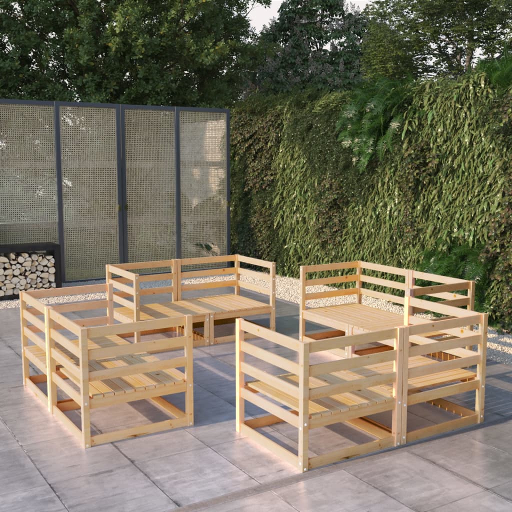 Set Divani Da Giardino 8 Pz In Legno Massello Di Pino
