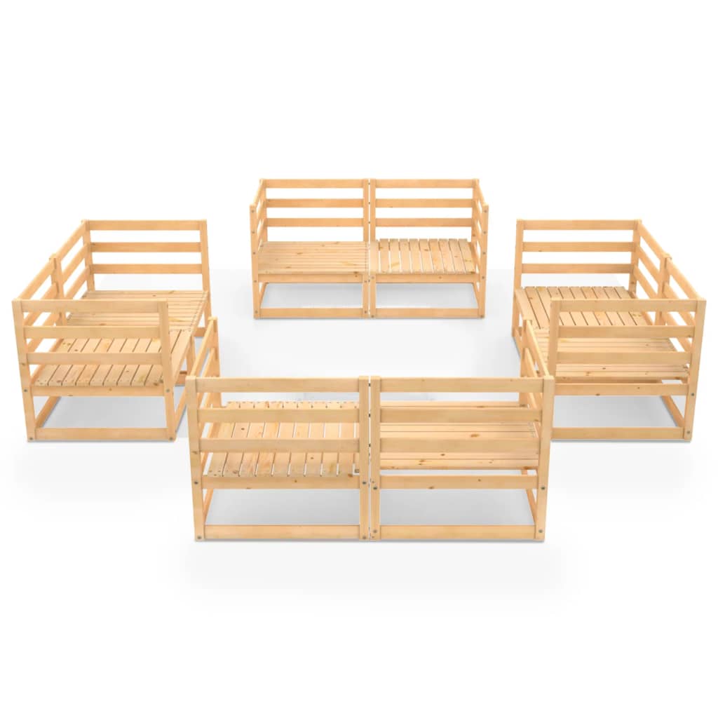 Set Divani Da Giardino 8 Pz In Legno Massello Di Pino - Image 3