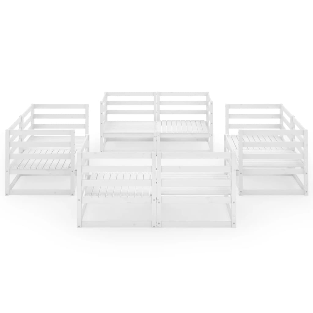 Set Divani Da Giardino 8 Pz Bianco In Legno Massello Di Pino - Image 3