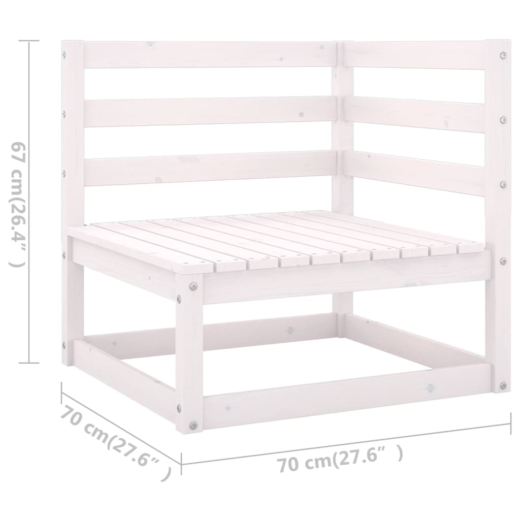 Set Divani Da Giardino 8 Pz Bianco In Legno Massello Di Pino - Image 6