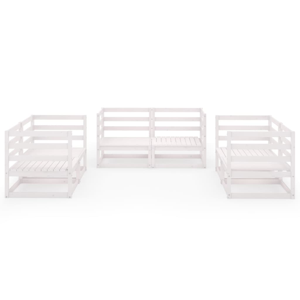 Set Divani Da Giardino 6 Pz Bianco In Legno Massello Di Pino - Image 3