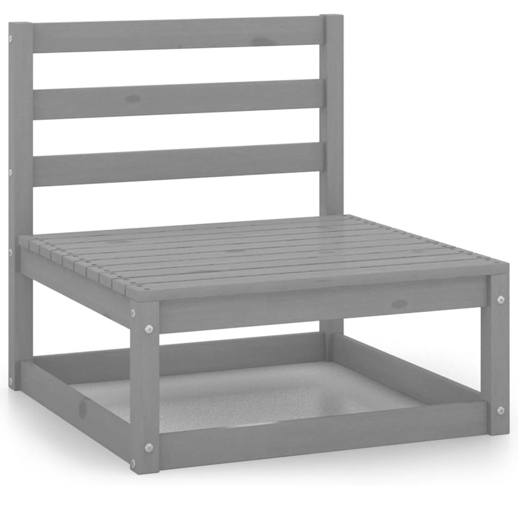 Set Divani Da Giardino 9 Pz Grigi In Legno Massello Di Pino - Image 6
