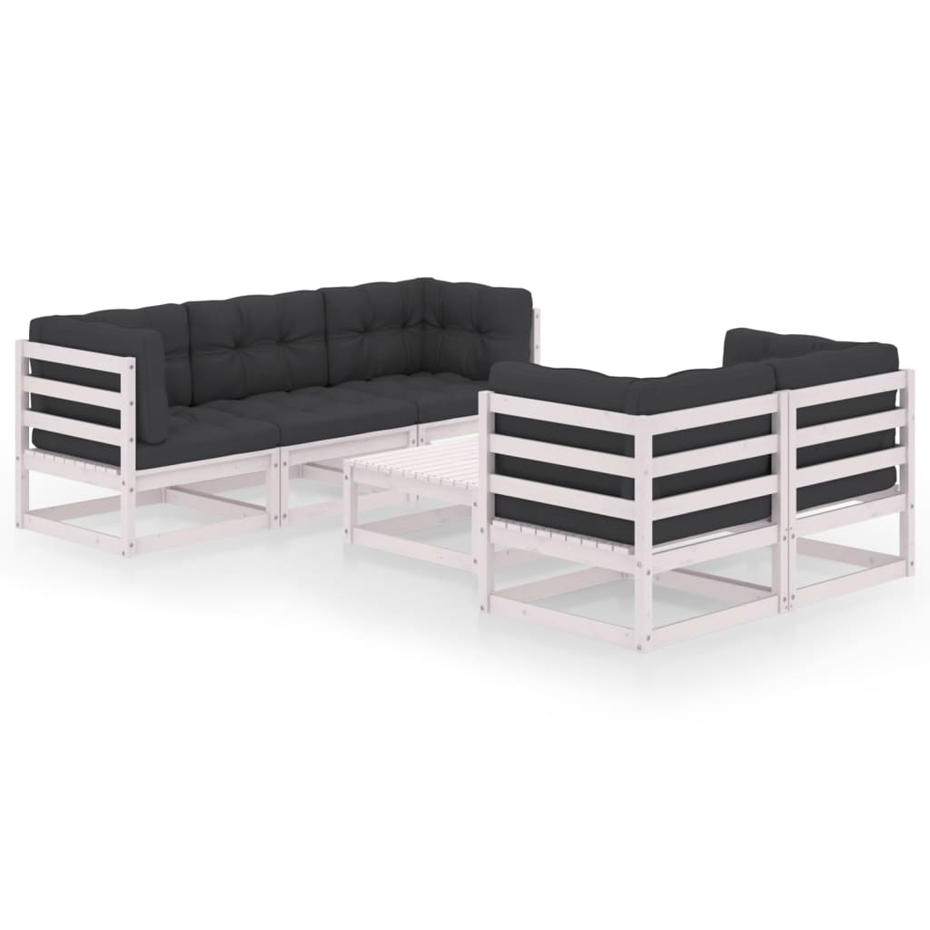 Set Divani Da Giardino 6 Pz Con Cuscini Legno Massello Di Pino