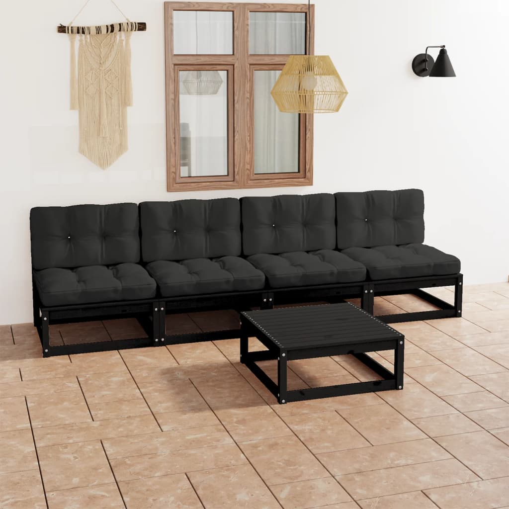 Set Divani Da Giardino 5 Pz Con Cuscini Legno Massello Di Pino