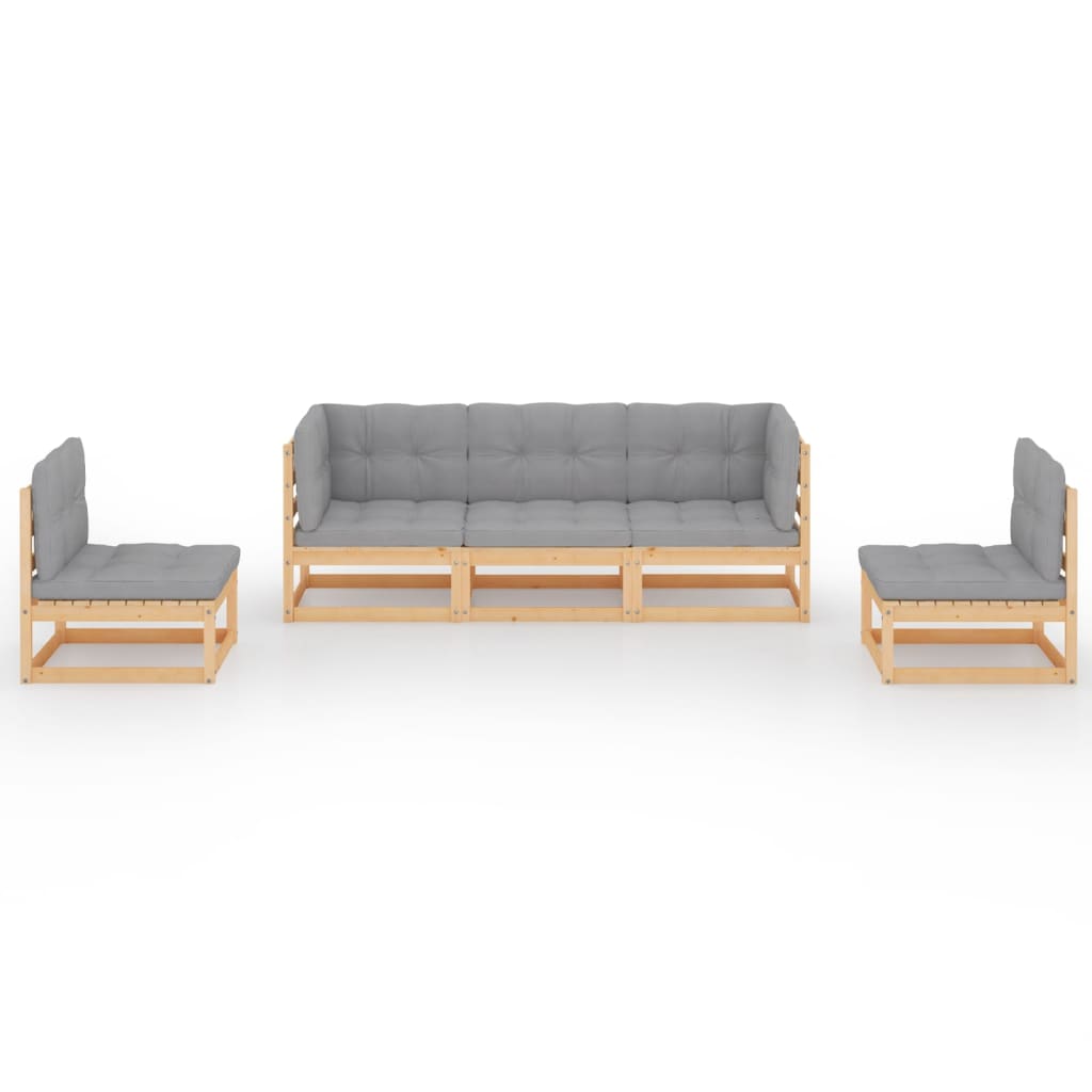 Set Divani Da Giardino 5 Pz Con Cuscini Legno Massello Di Pino - Image 3