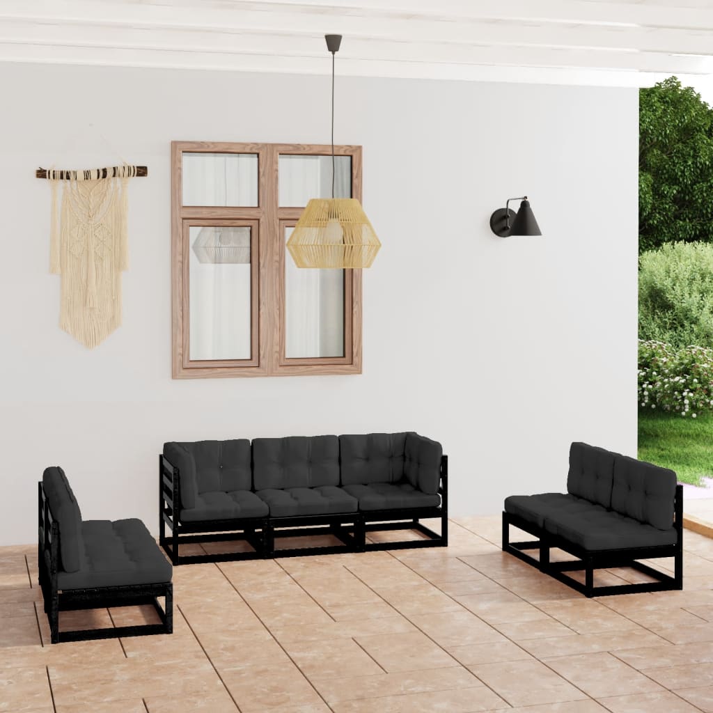 Set Divani Da Giardino 7 Pz Con Cuscini Legno Massello Di Pino