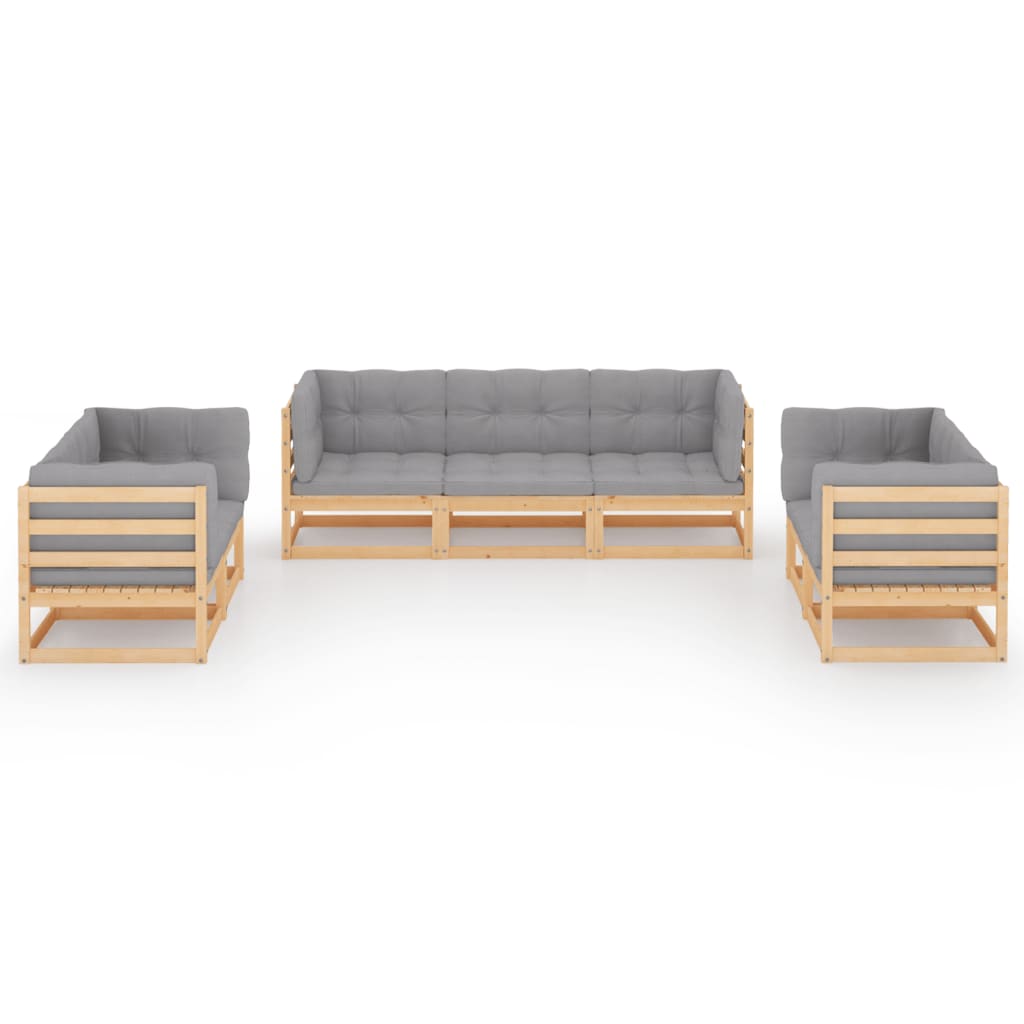 Set Divani Da Giardino 7 Pz Con Cuscini Legno Massello Di Pino - Image 3